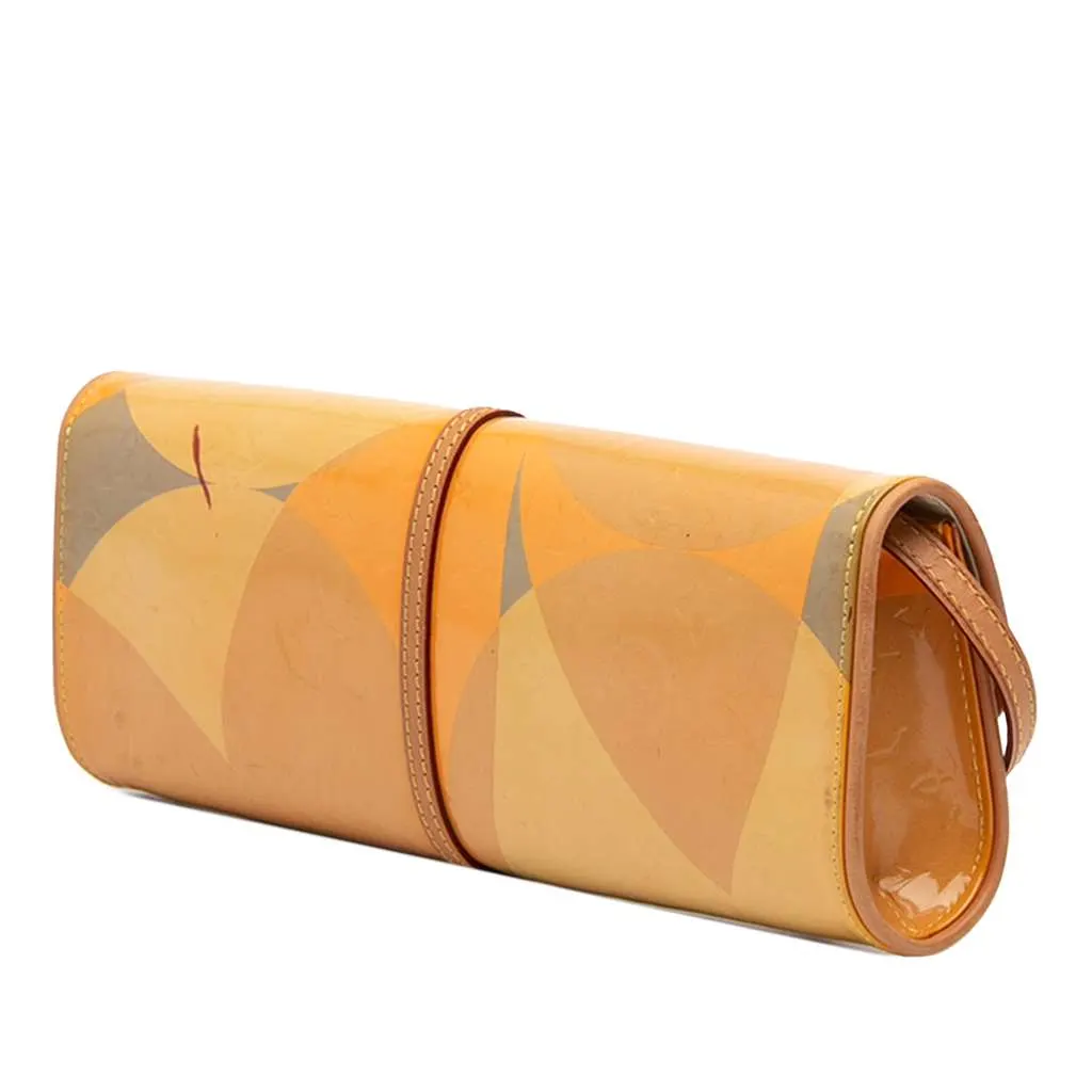 Louis Vuitton Monogram Vernis Fleurs Pochette Yellow Leather Very good - Back View