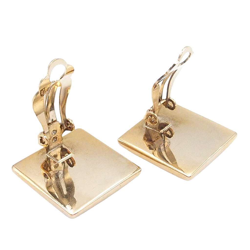 Chanel CC Gold Plated Resin Square Clip On Earrings - 3