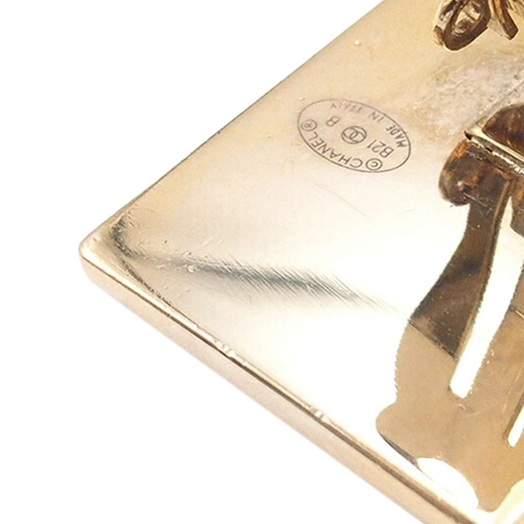 Chanel CC Gold Plated Resin Square Clip On Earrings - 5