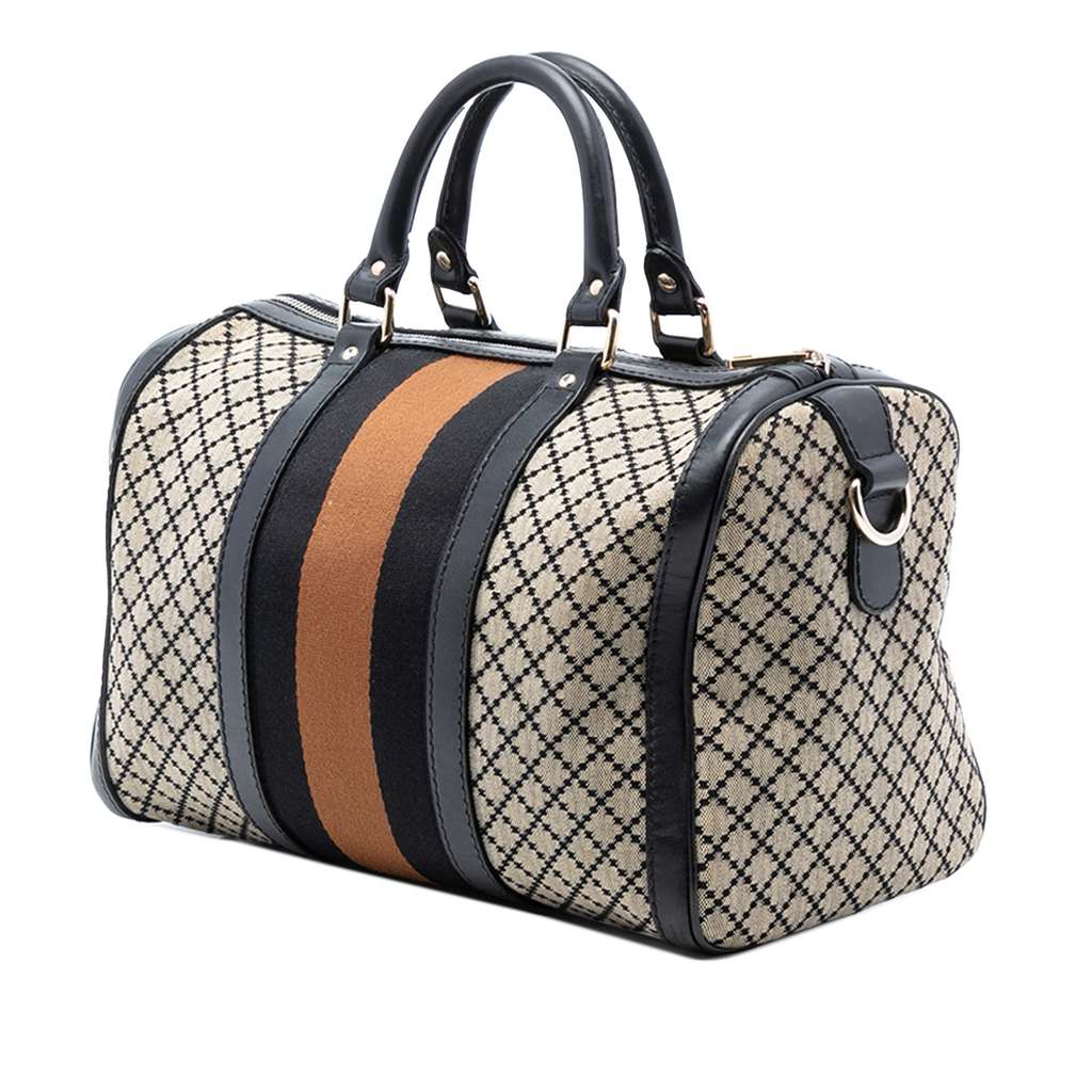 Gucci Medium Diamante Canvas Web Joy Boston Bag - 2