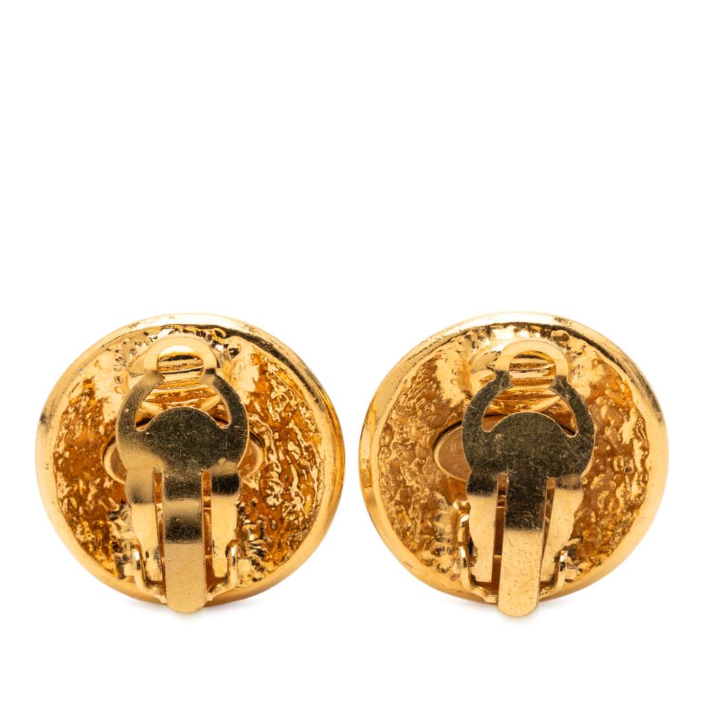 Chanel CC Gold Plated Round Clip on Earrings - 2