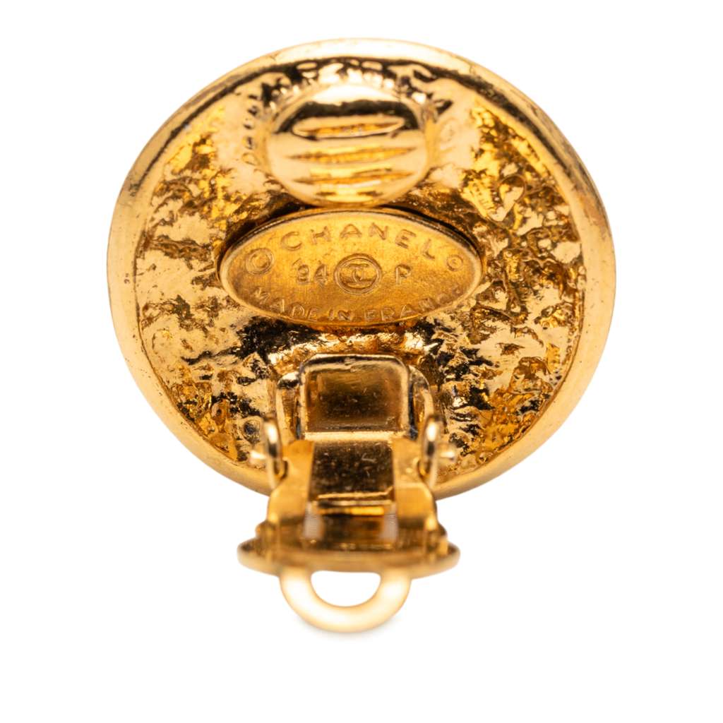 Chanel CC Gold Plated Round Clip on Earrings - 3