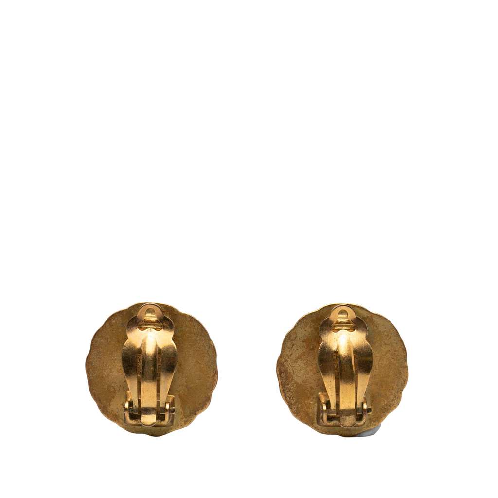 Chanel CC Gold Plated Round Clip On Earrings - 2