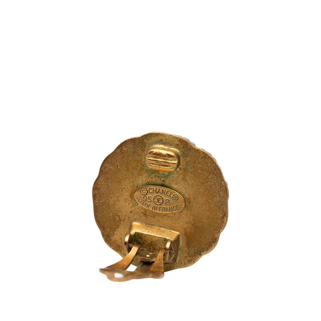 Chanel CC Gold Plated Round Clip On Earrings - 3