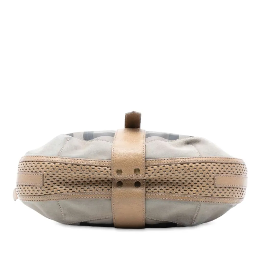 Burberry Smoke Check Coated Canvas Bartow Hobo Grey Canvas Very good - Inside View