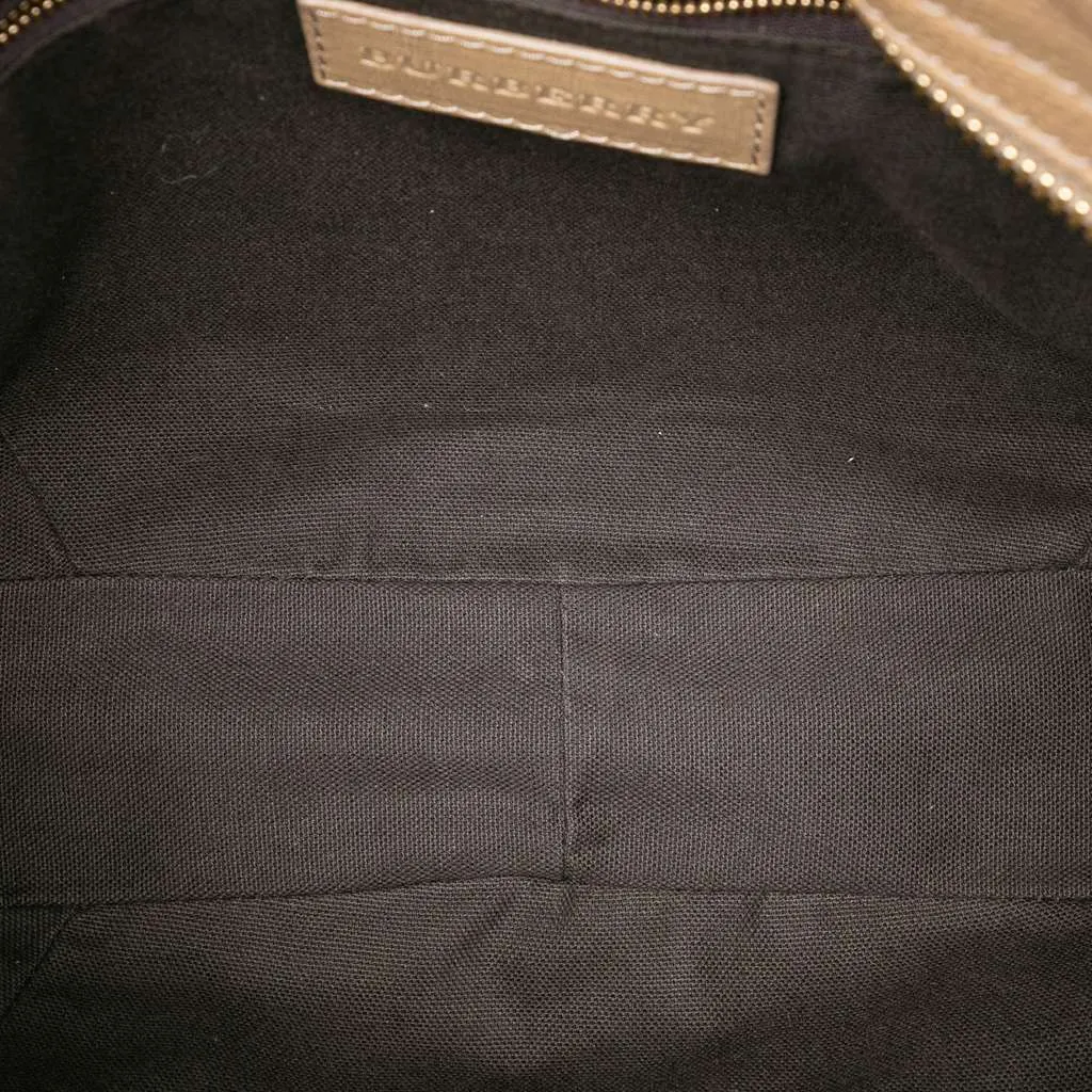 Burberry Smoke Check Coated Canvas Bartow Hobo Grey Canvas Very good - Model View