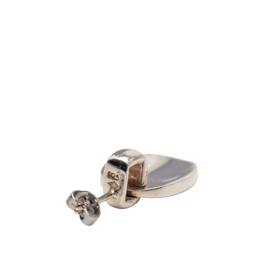 Chanel Sterling Silver Logo Push Back Earrings - 4