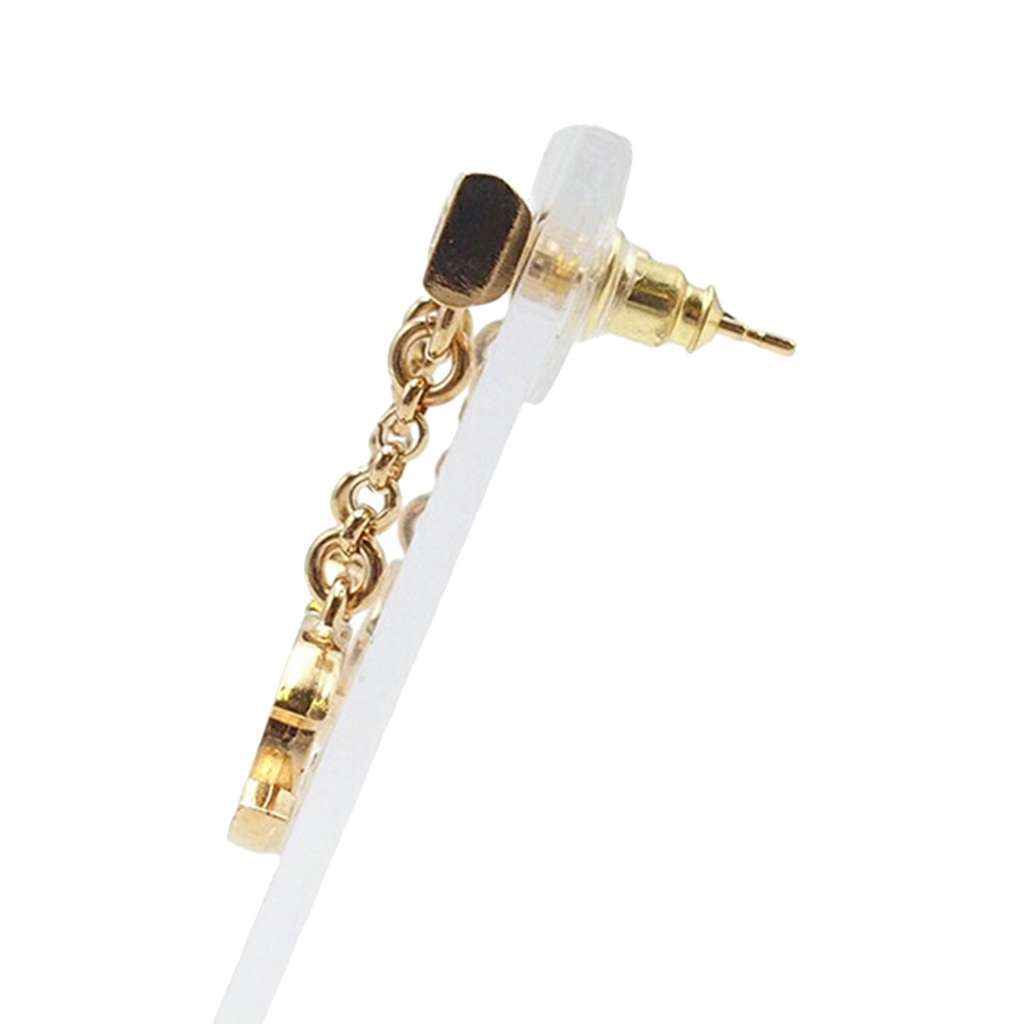 Chanel CC Gold Plated Enamel Drop Push Back Earrings - 2