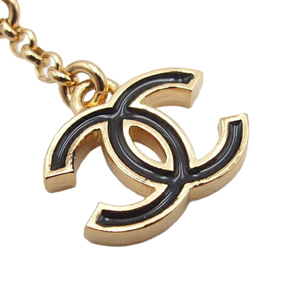 Chanel CC Gold Plated Enamel Drop Push Back Earrings - 5