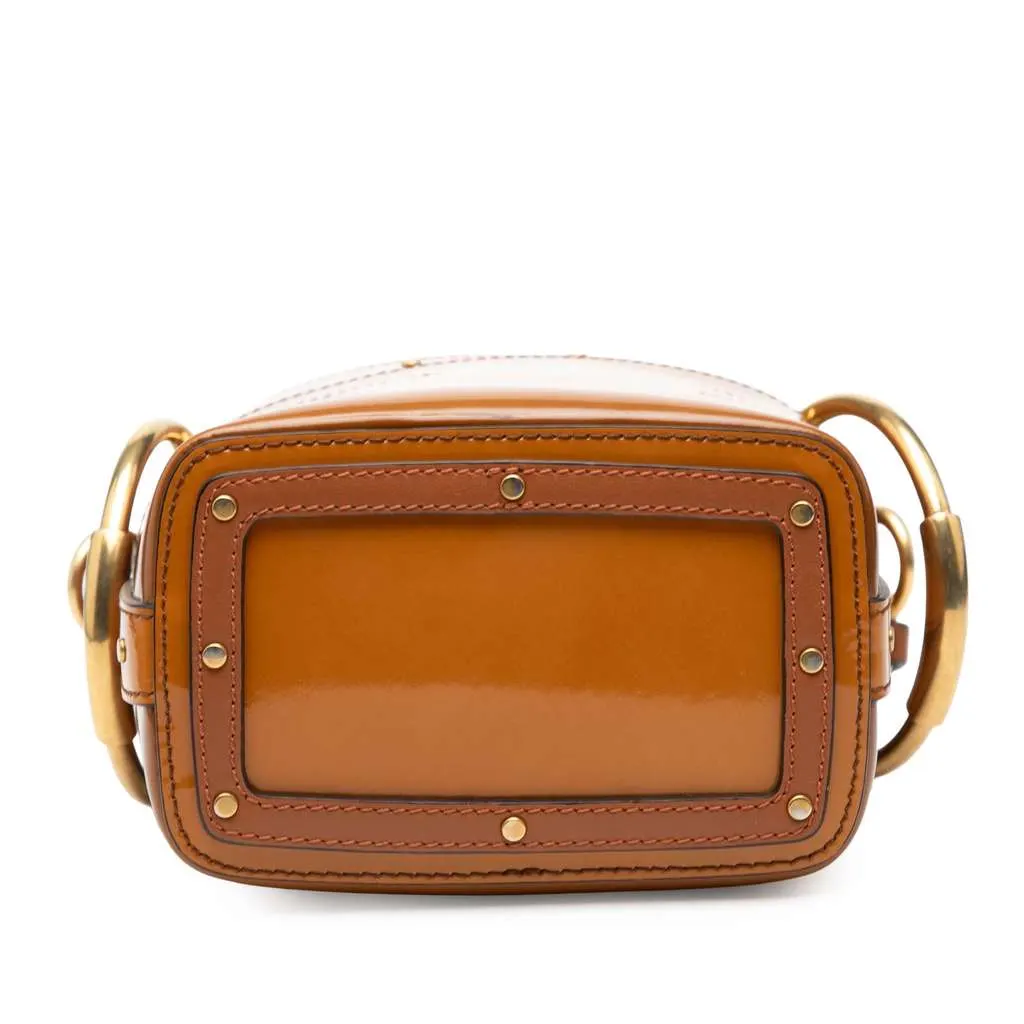 Chloé Mini Patent Roy Bucket Bag Brown Leather Good - Inside View