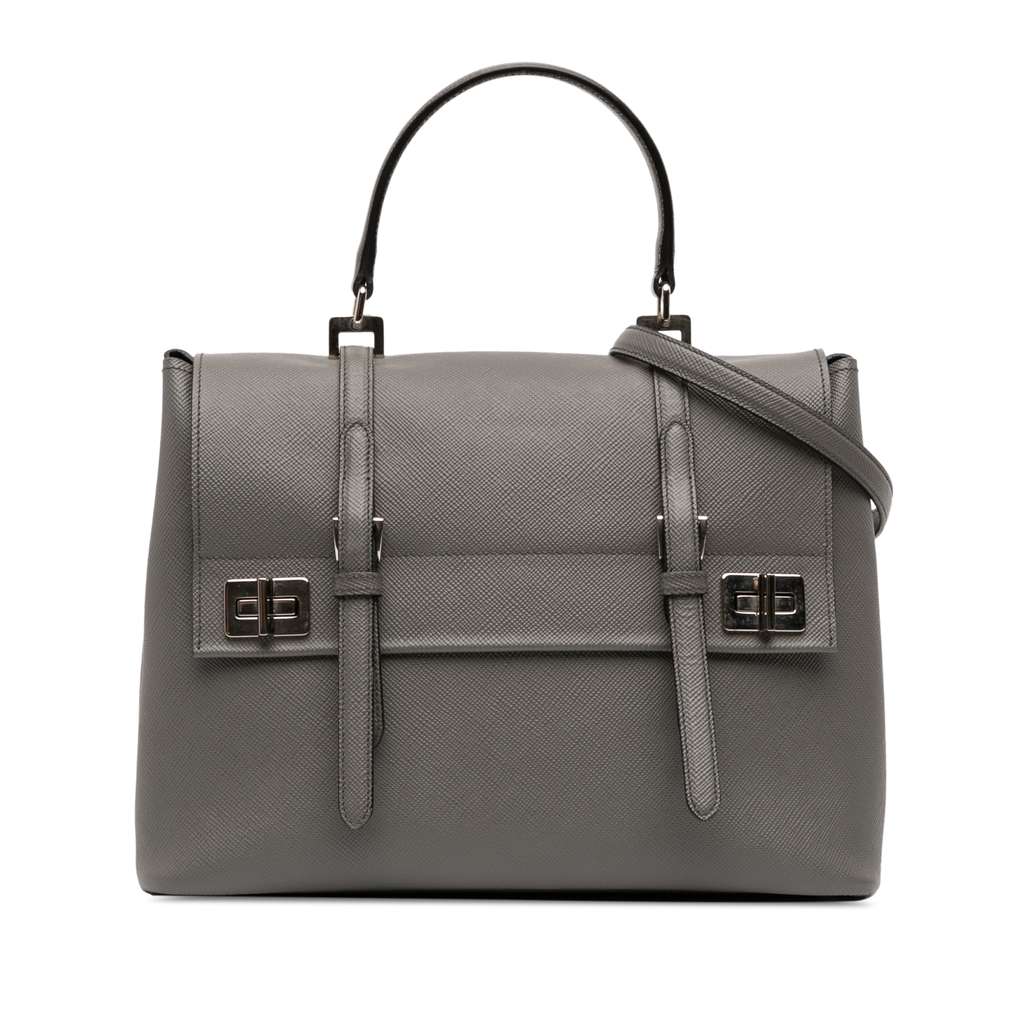 Prada Saffiano Cuir Double Turnlock Satchel