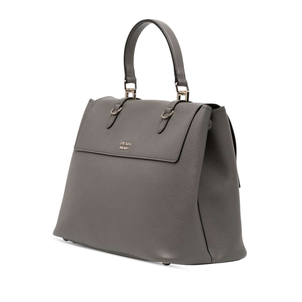 Prada Saffiano Cuir Double Turnlock Satchel - 2