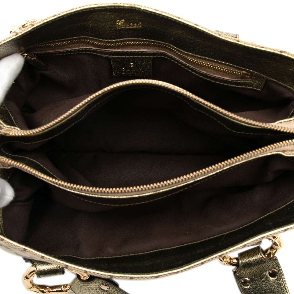Gucci GG Canvas Metal Bamboo Handbag - 4