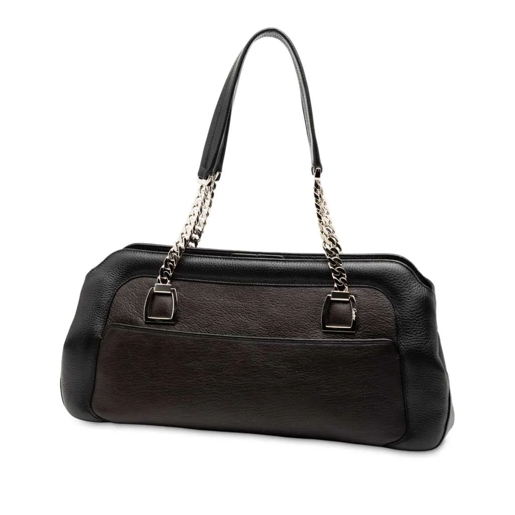 Cartier Leather La Dona Shoulder Bag Black Leather Good - Back View