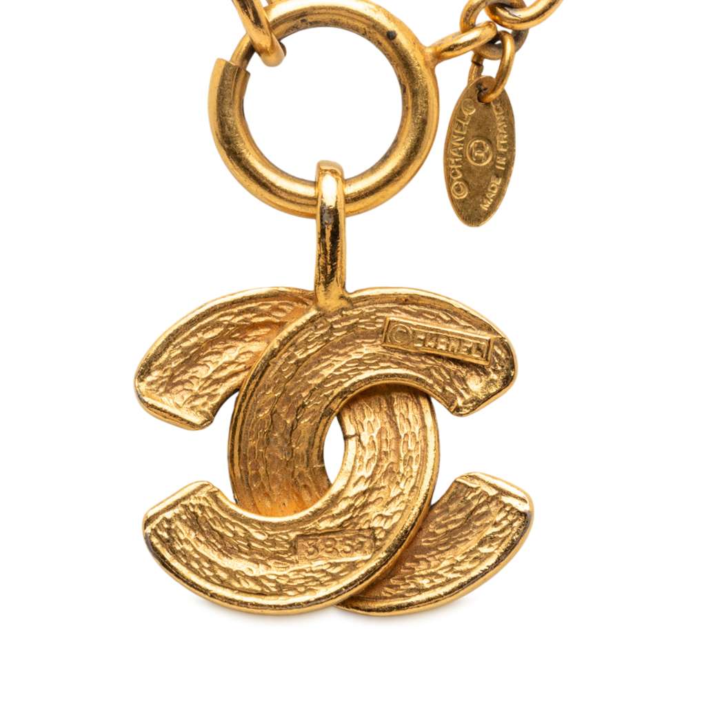 Chanel Gold Plated Quilted CC Pendant Necklace - 2