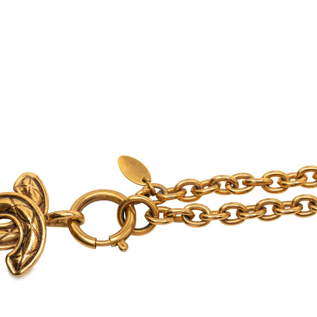 Chanel Gold Plated Quilted CC Pendant Necklace - 3