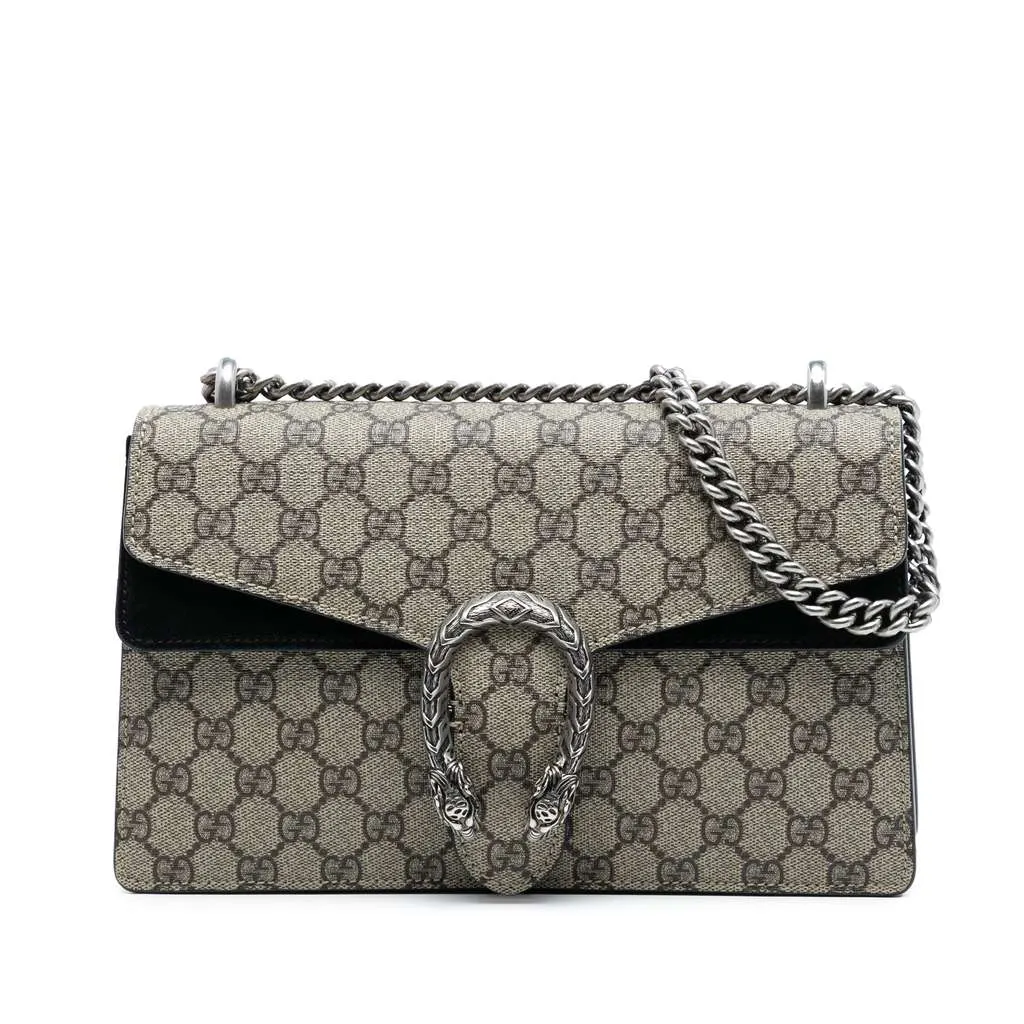 Gucci Small GG Supreme Dionysus Shoulder Bag Brown Canvas Good - Front View