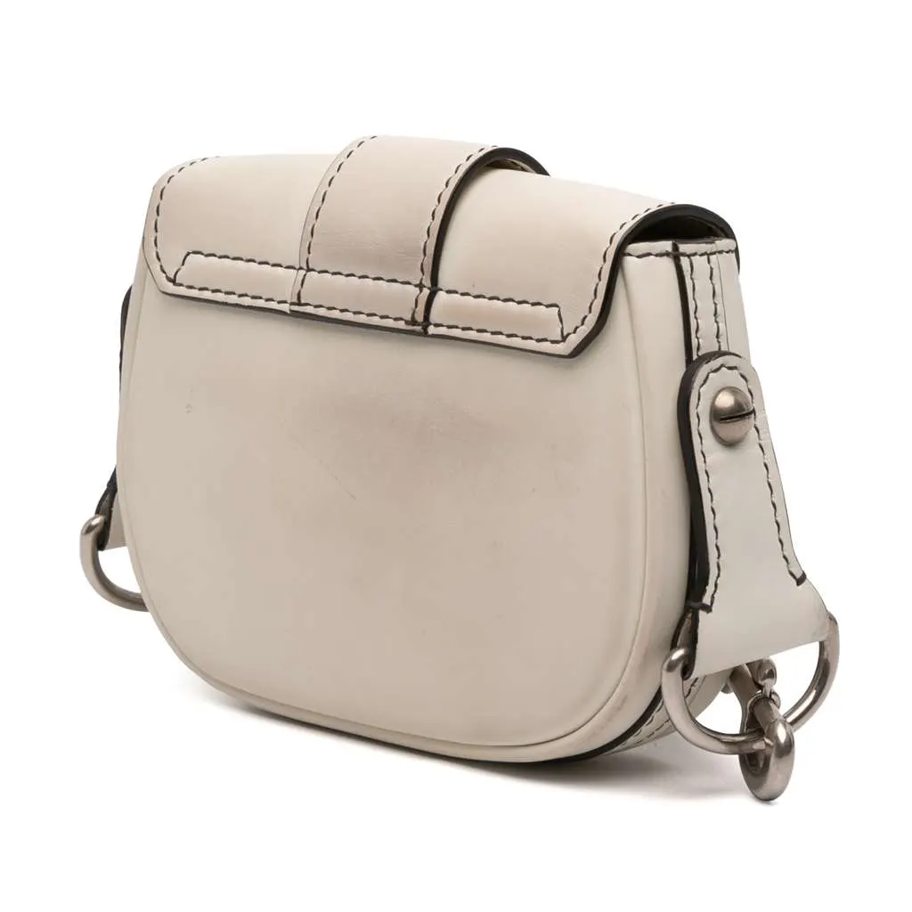 Dior Mini Leather D Fence Saddle Bag White Leather Good - Back View