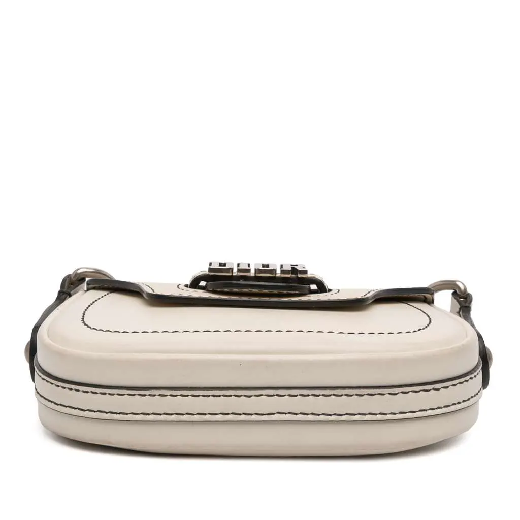 Dior Mini Leather D Fence Saddle Bag White Leather Good - Inside View