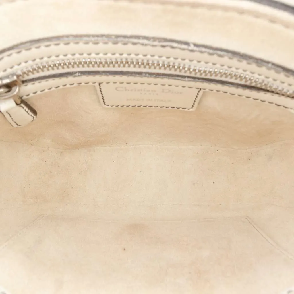 Dior Mini Leather D Fence Saddle Bag White Leather Good - Model View