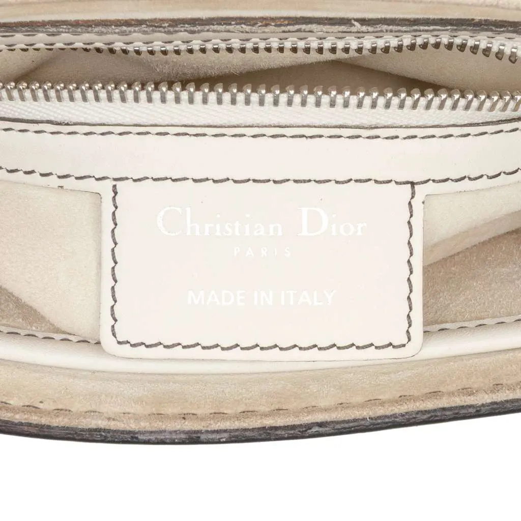 Dior Mini Leather D Fence Saddle Bag White Leather Good - Box View