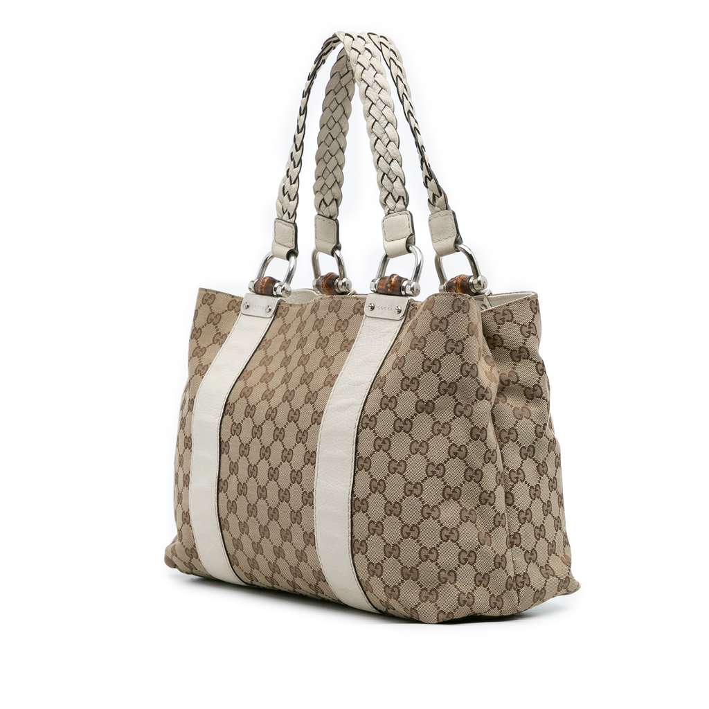 Gucci Medium GG Canvas Bamboo Libeccio Tote - 2