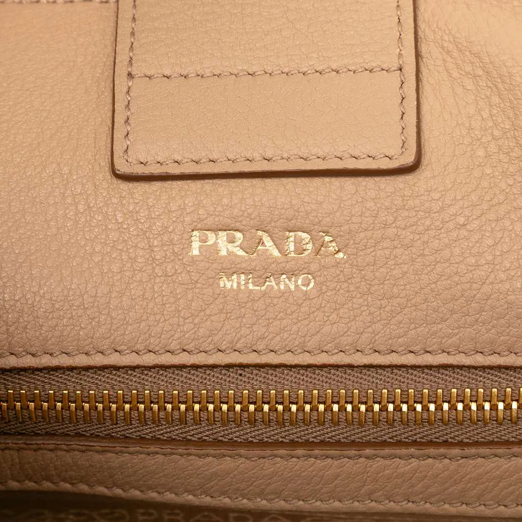 Prada Vitello Phenix Open Convertible Tote Brown Leather Very good - Box View