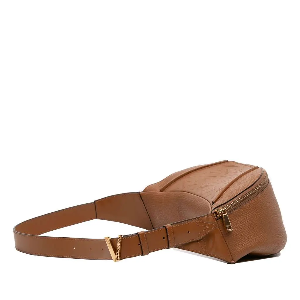 Versace Leather V Greca Signature Belt Bag Brown Leather Very good - Back View