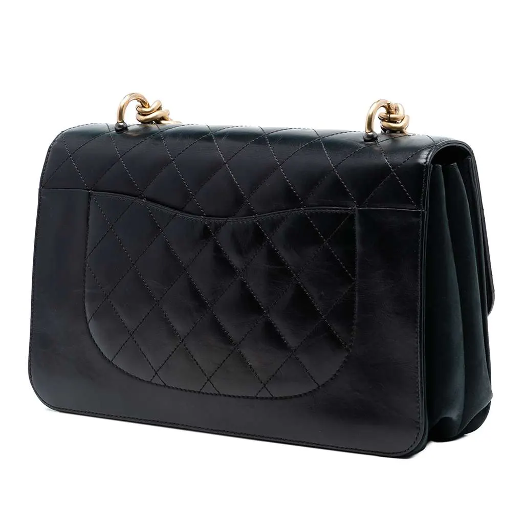Chanel Paris Cosmopolite Aged Calfskin Straight Lined Flap Black Leather Very good - Back View