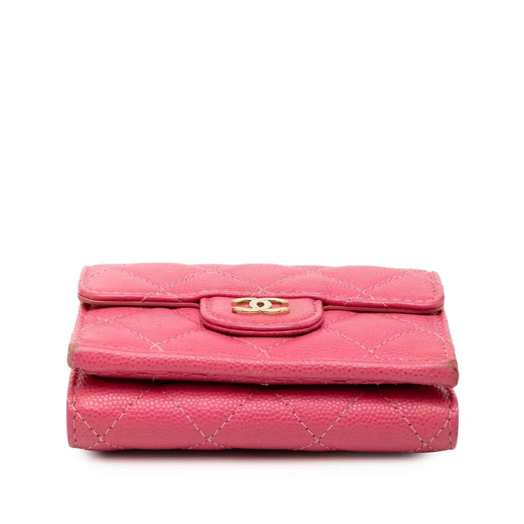 Chanel CC Quilted Caviar Compact Flap Wallet Pink Leather Very good - Inside View