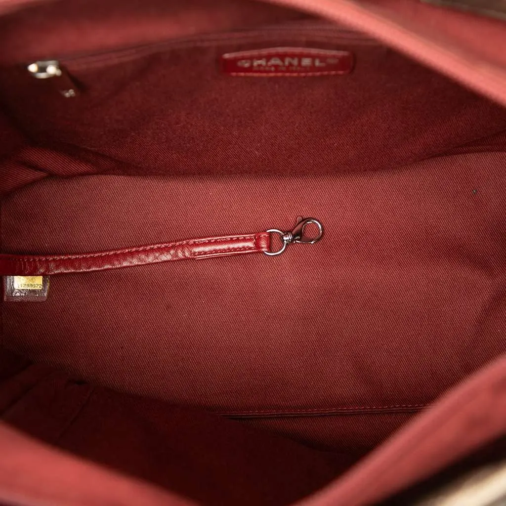 Chanel Large Aged Calfskin Cotton Club Tote Gold Leather Good - Model View