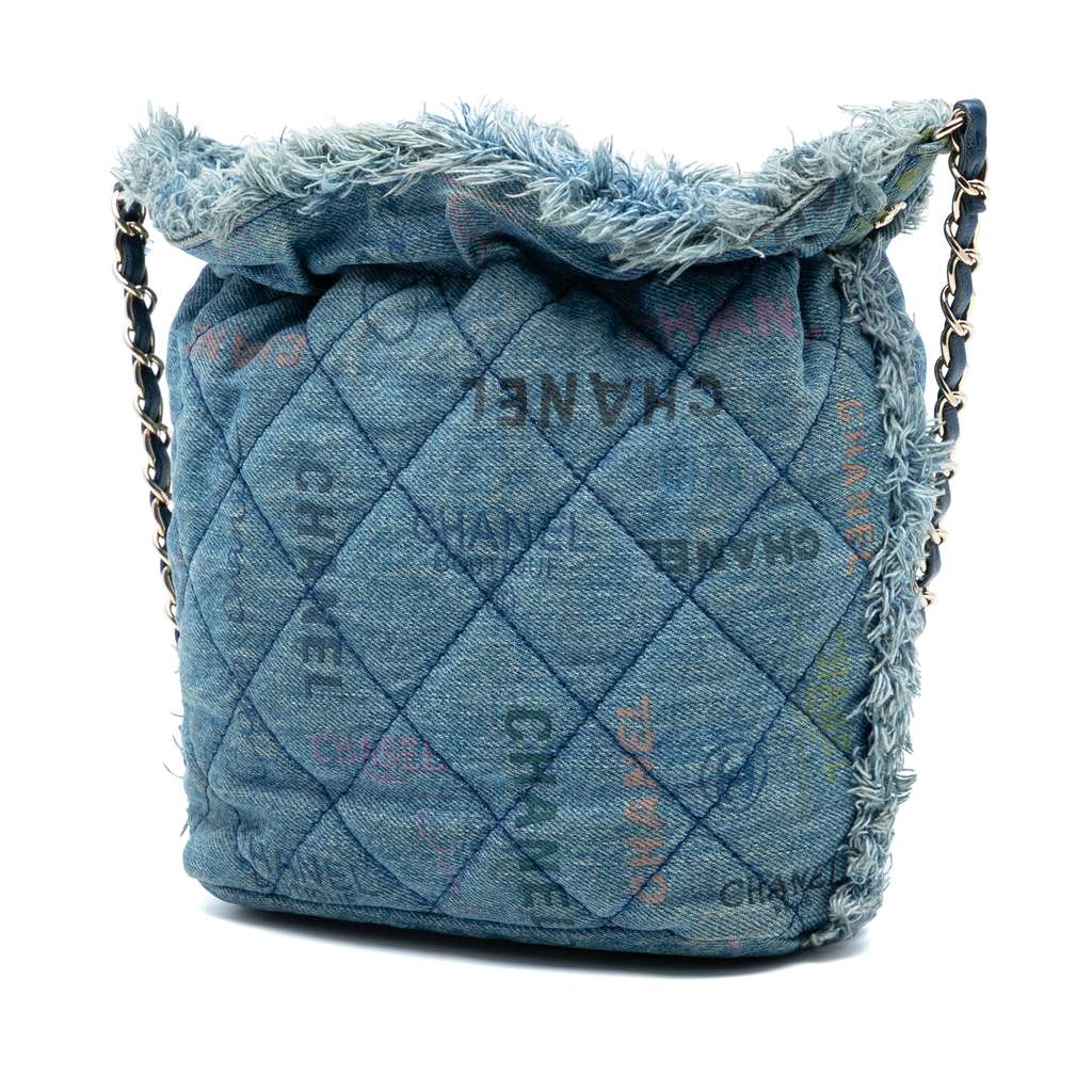 Chanel Medium Quilted Denim Mood Bucket with Chain - 2