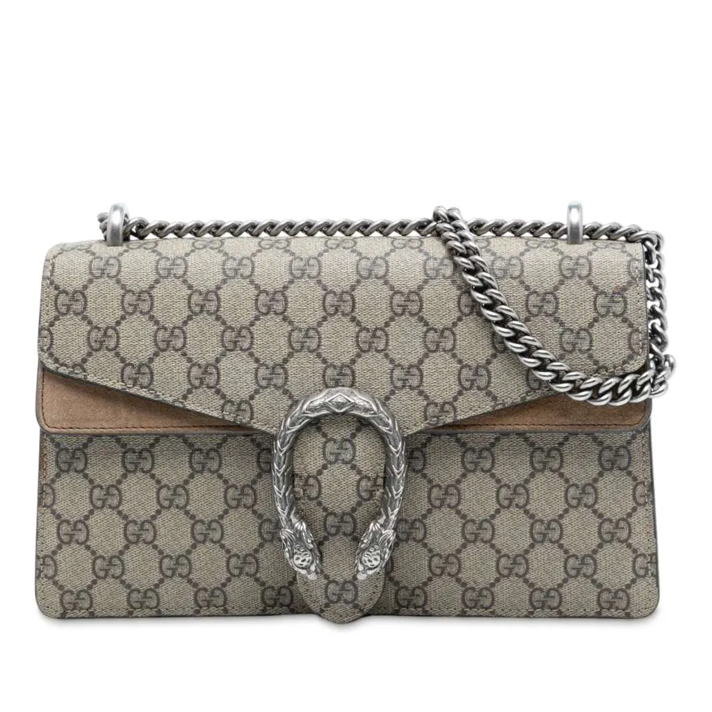 Gucci Medium GG Supreme Dionysus Shoulder Bag Brown Canvas Good - Front View