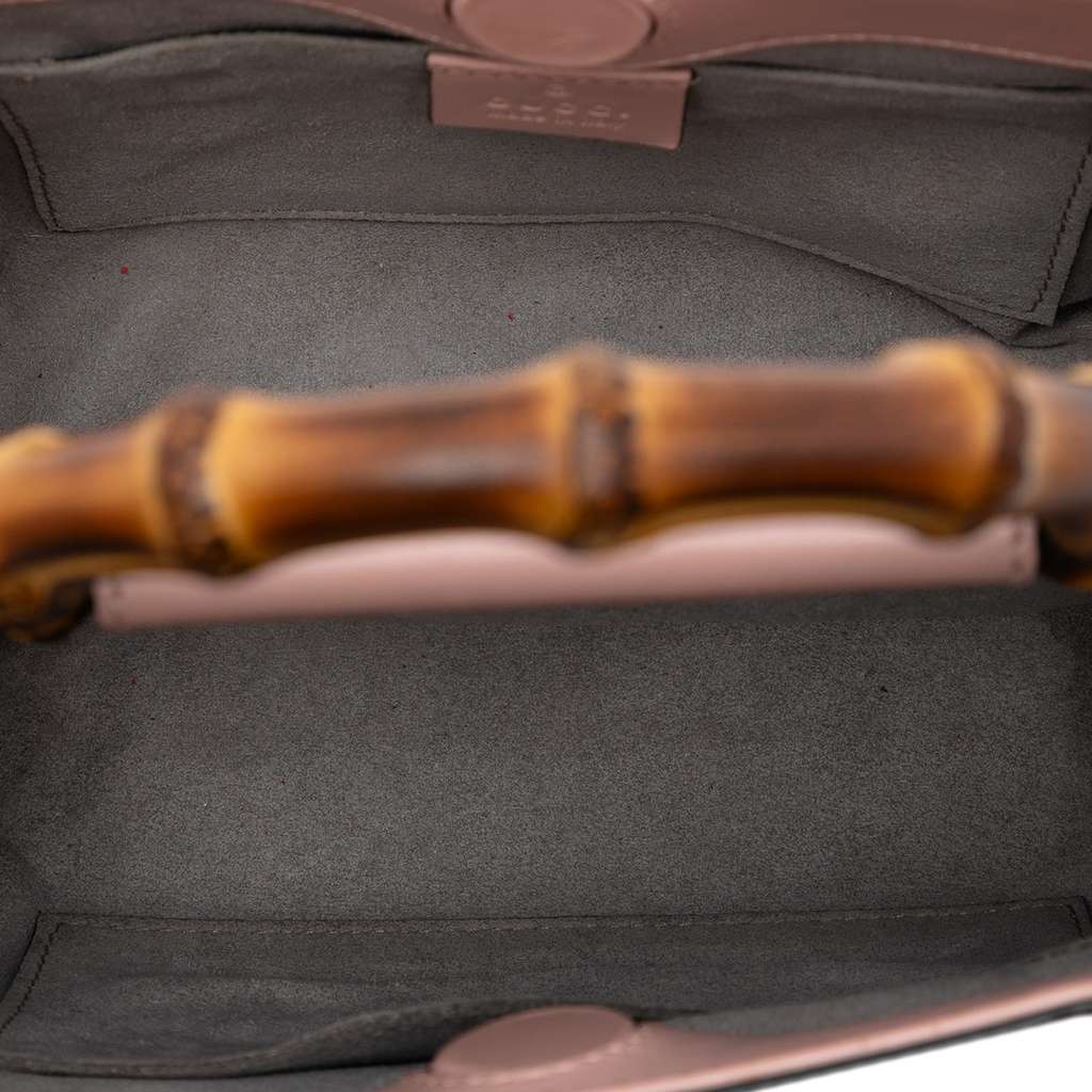 Gucci Mini Leather Bamboo Nymphaea Satchel - 4