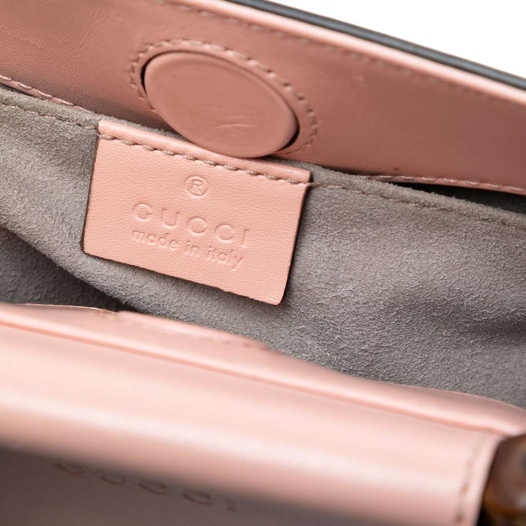 Gucci Mini Leather Bamboo Nymphaea Satchel - 5