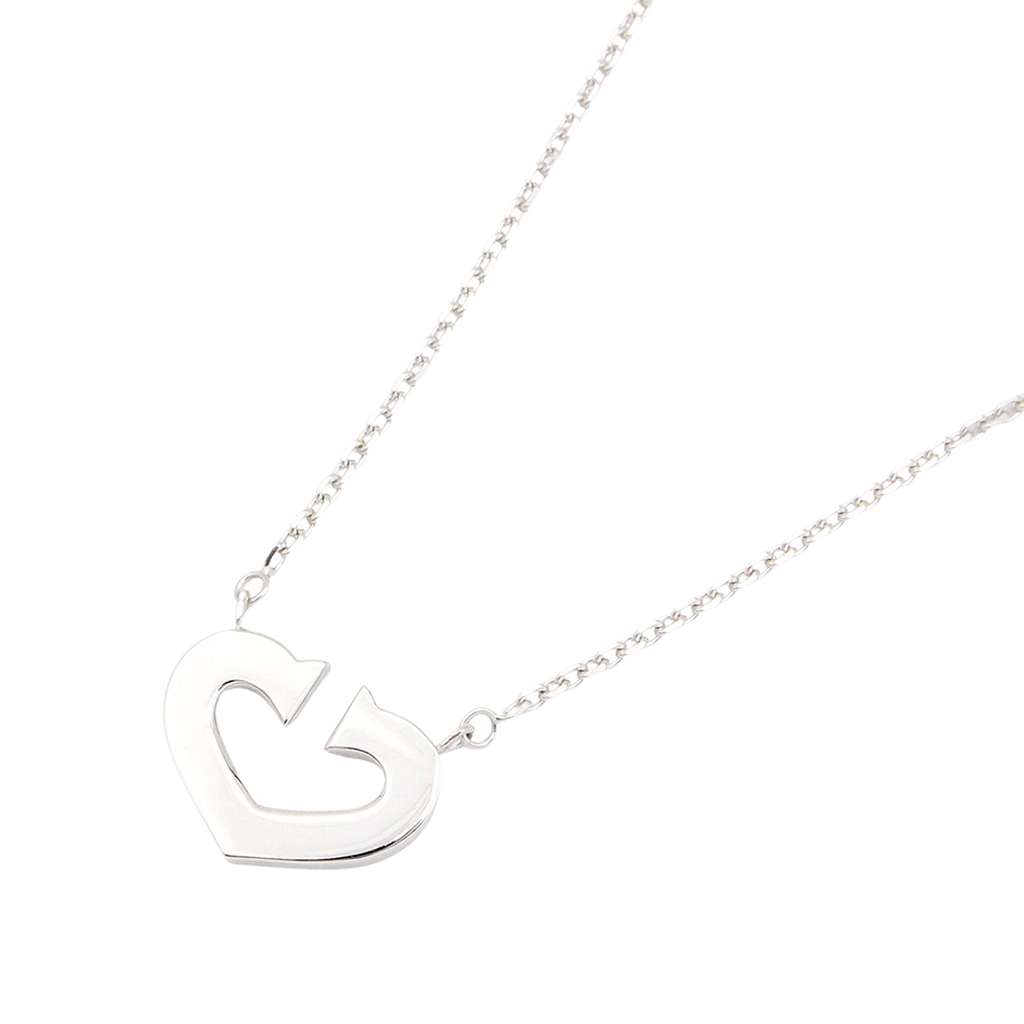 Cartier 18K White Gold C de Cartier Heart Pendant Necklace - 2