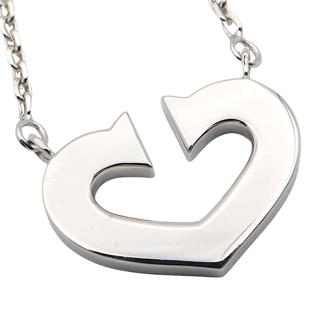 Cartier 18K White Gold C de Cartier Heart Pendant Necklace - 3