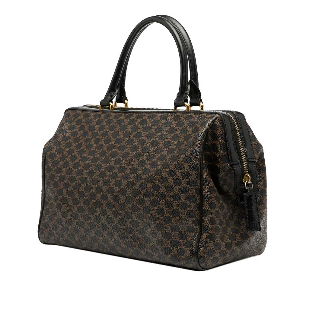 Celine Macadam Coated Canvas Handbag Brown Canvas Good - Back View