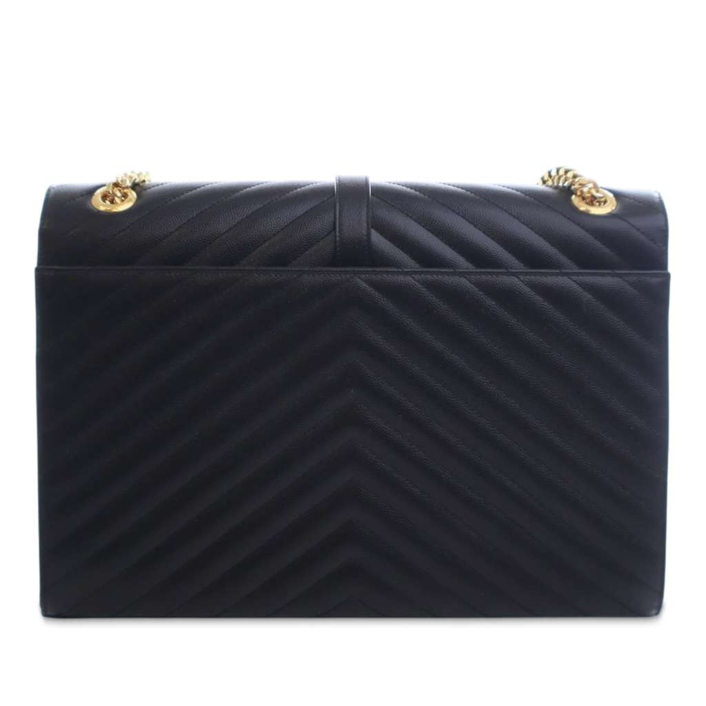 Saint Laurent Large Grain de Poudre Monogram Chevron Envelope Bag - 3