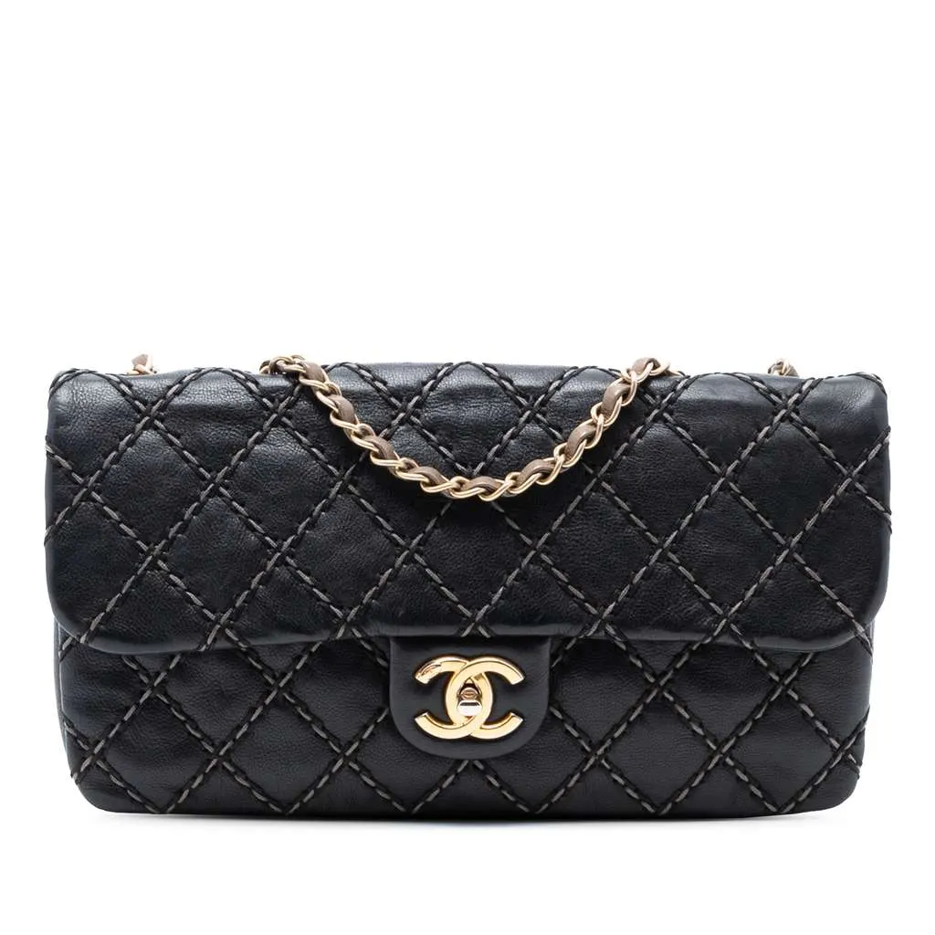 Chanel Paris Dallas Quilted Calfskin Chic Stitch Flap Black Leather Good - Front View