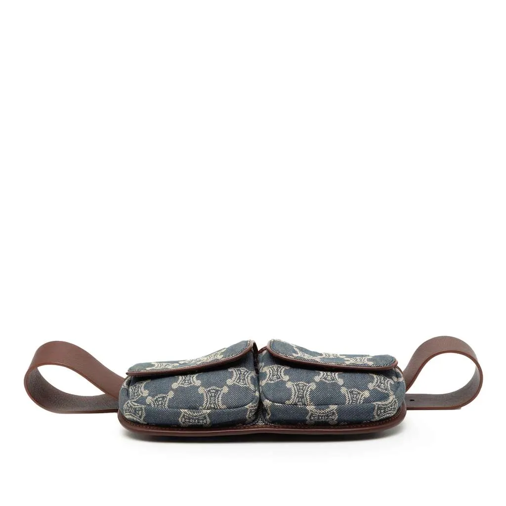 Celine Macadam Denim Double Pocket Belt Bag Blue Denim Very good - Inside View