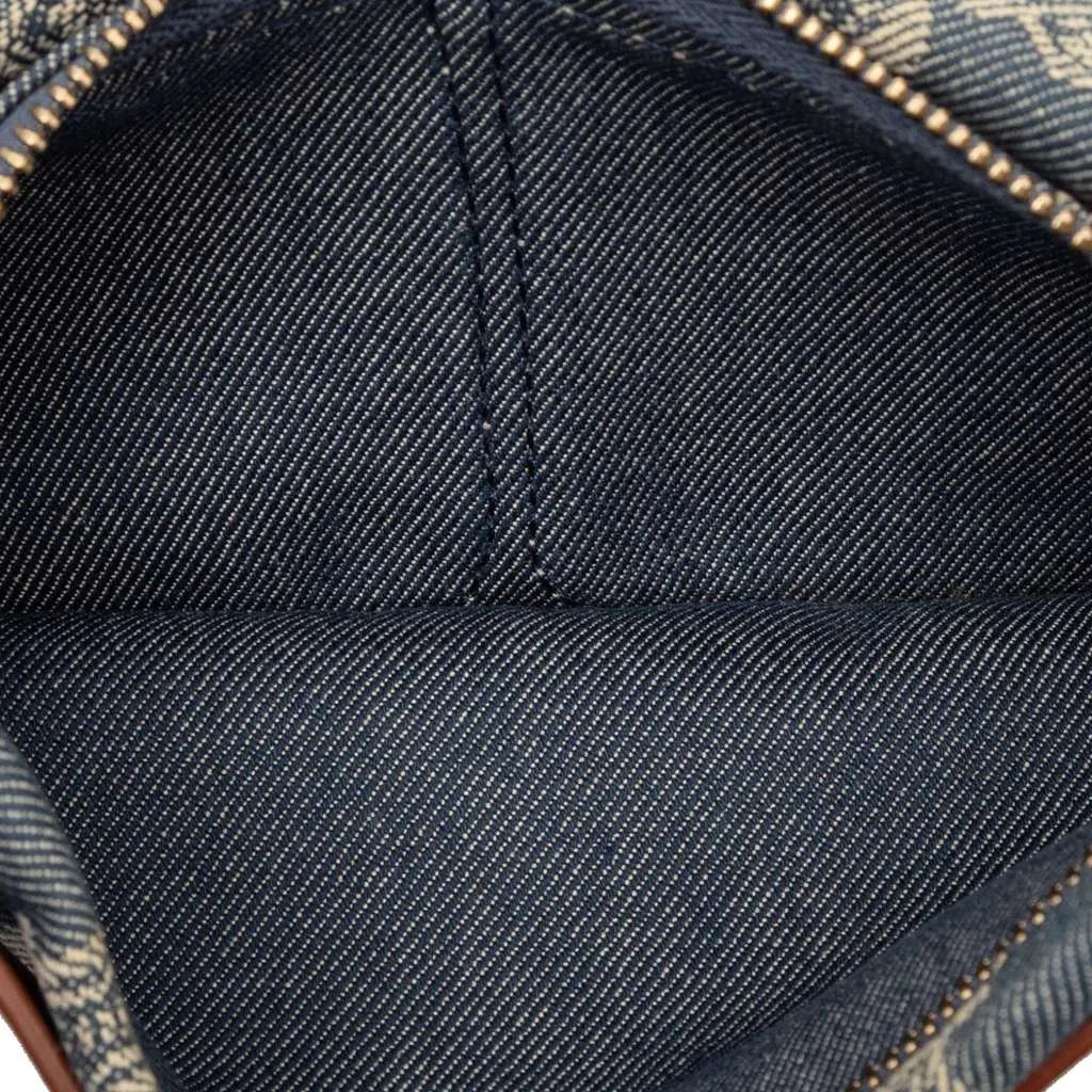 Celine Macadam Denim Double Pocket Belt Bag Blue Denim Very good - Model View