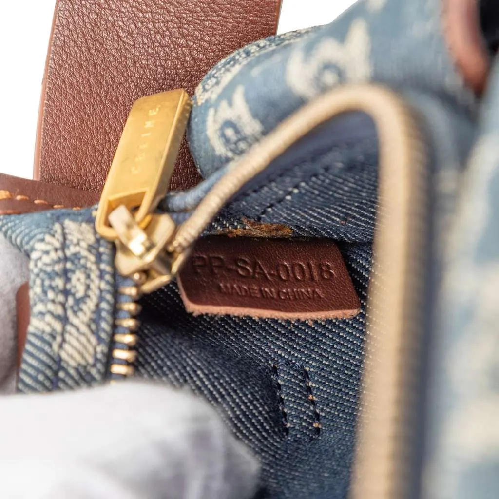 Celine Macadam Denim Double Pocket Belt Bag Blue Denim Very good - Box View