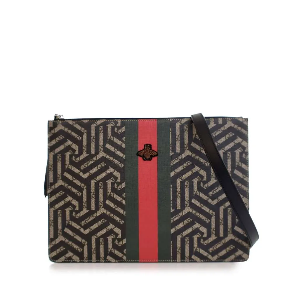 Gucci GG Supreme Caleido Web Messenger Bag Brown Canvas Good - Front View