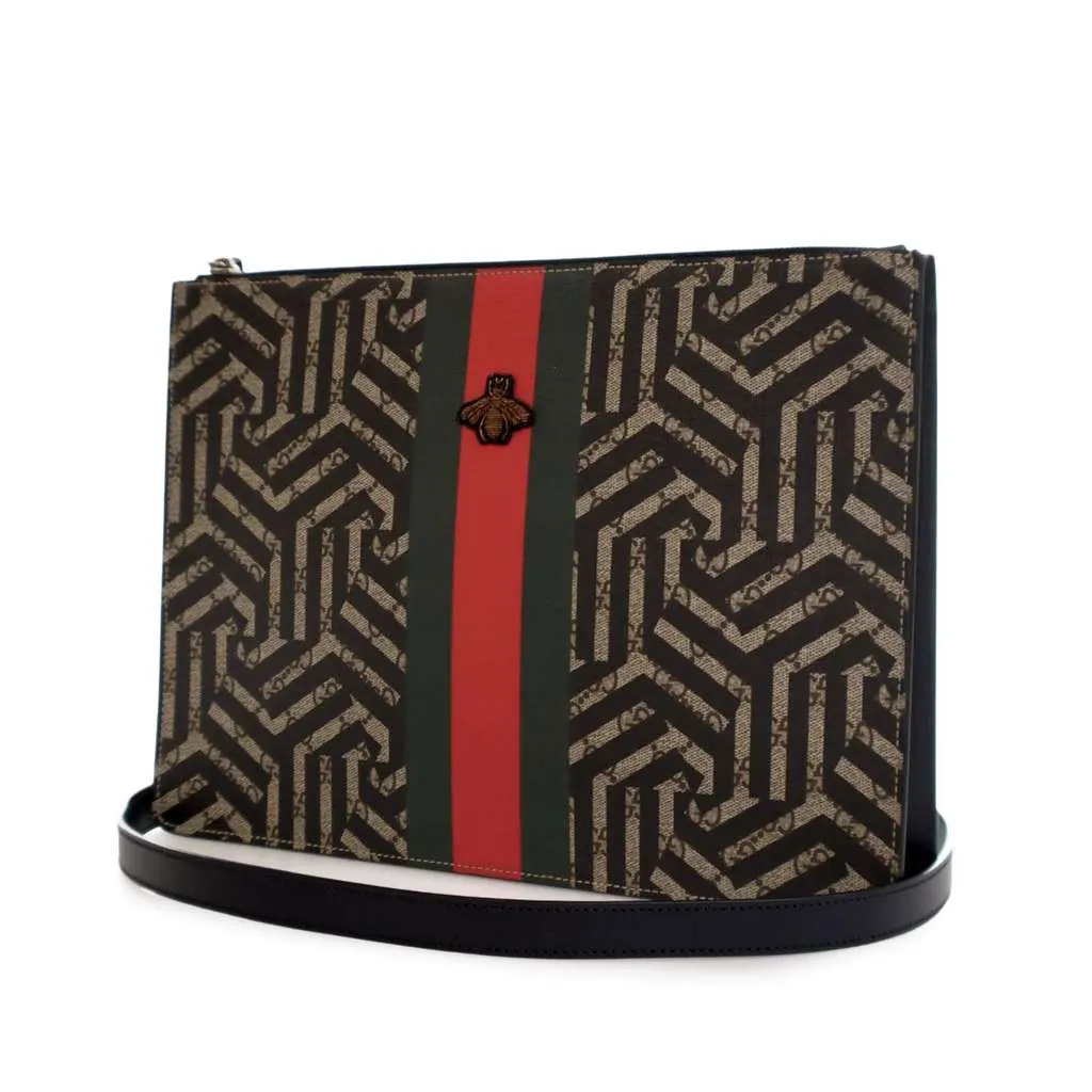 Gucci GG Supreme Caleido Web Messenger Bag Brown Canvas Good - Back View