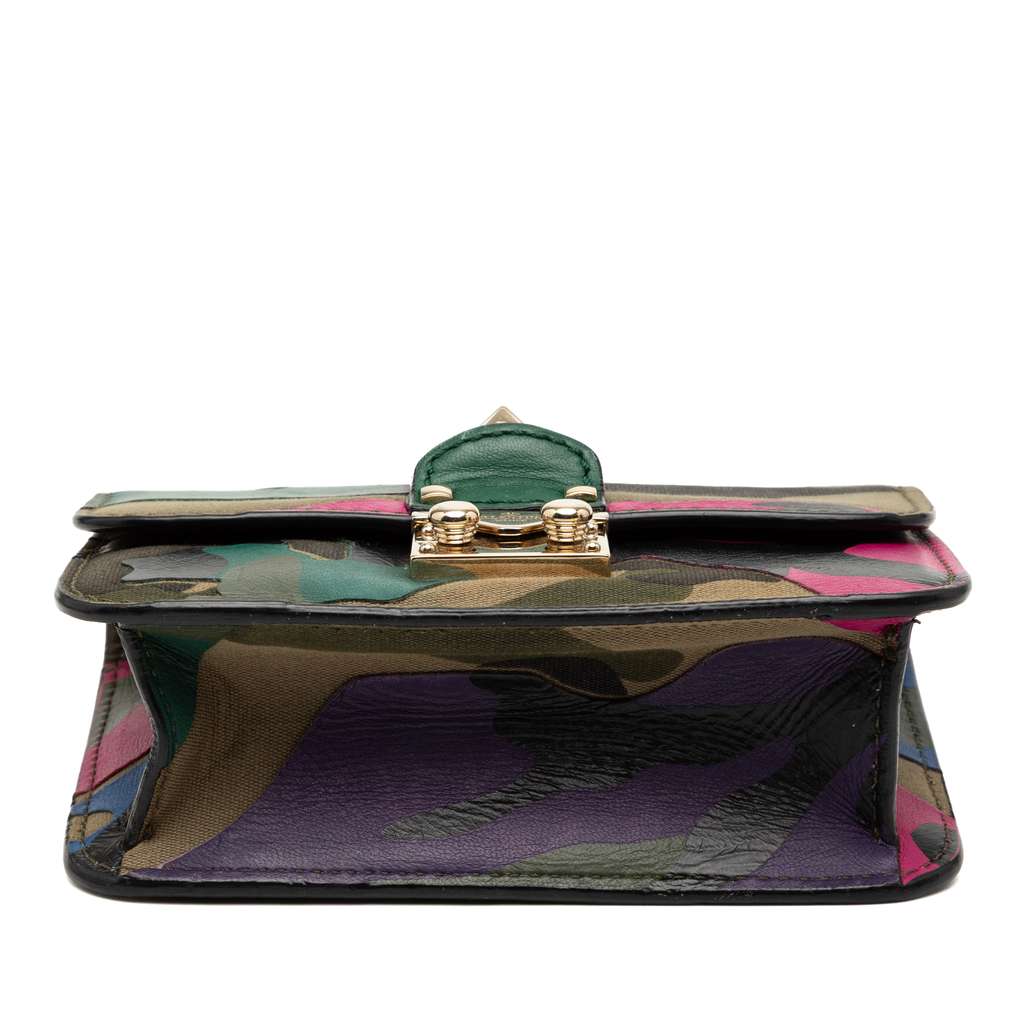 Valentino Mini Nappa and Canvas Camouflage Rockstud Glam Lock Crossbody - 3