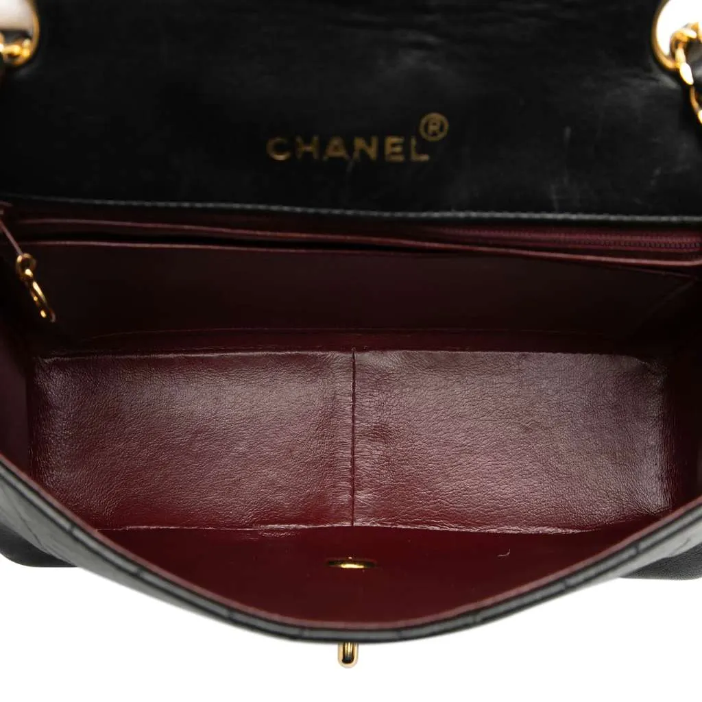 Chanel Medium Lambskin Diana Full Flap Black Leather Good - Model View