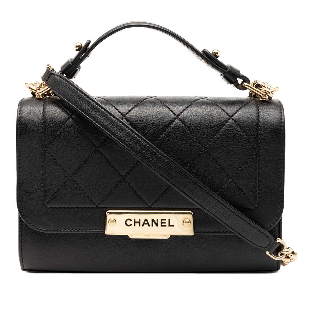 Chanel Small Quilted Grained Calfskin Label Click Flap