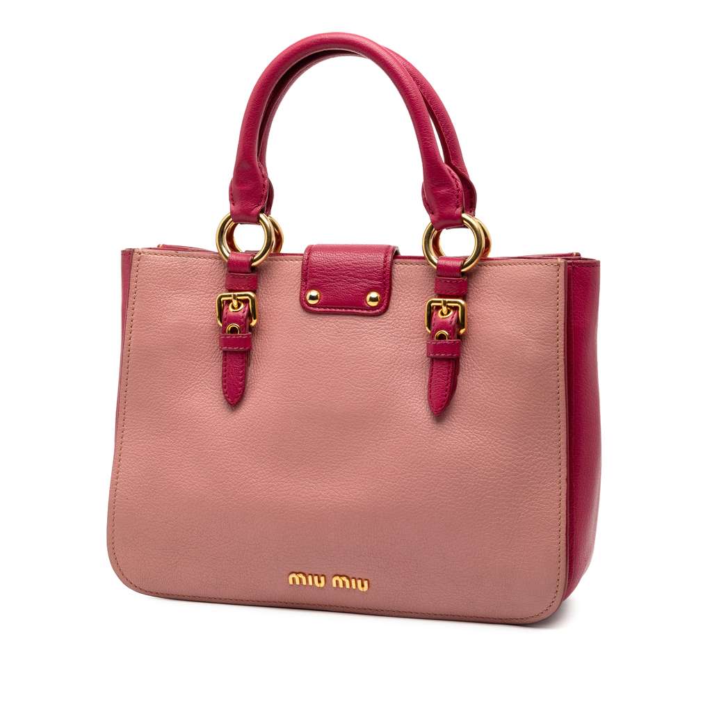 Miu Miu Bicolor Goatskin Madras Satchel - 2