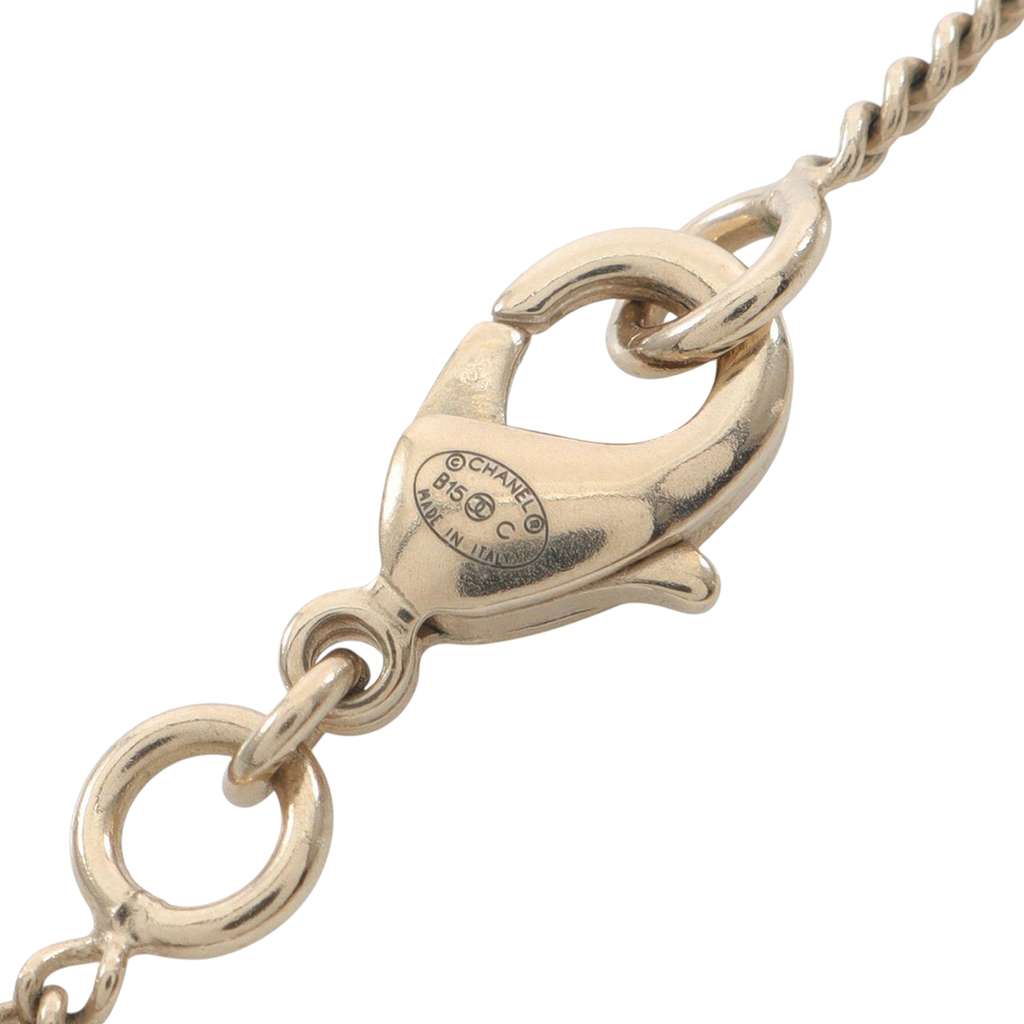 Chanel Gold Plated CC Rhinestone Faux Pearl Pendant Necklace - 4